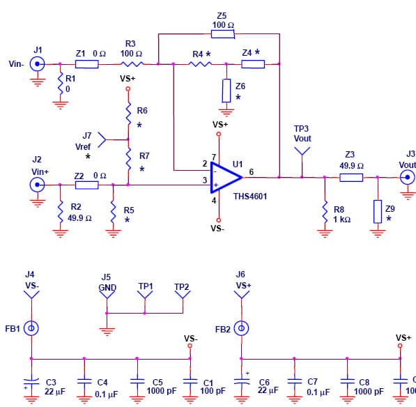 THS4601EVM provides a platform for testing the THS4601 in 8-pin SOIC Power PAD (DDA) package