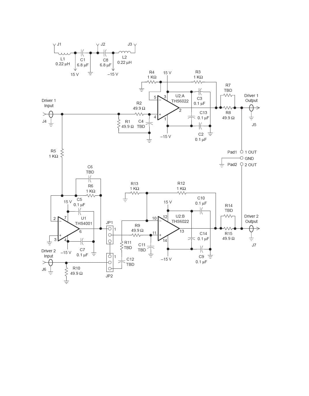 THS6022 250-mA dual differential line driver evaluation module (EVM) is a complete client side ADSL high-speed driver circuit