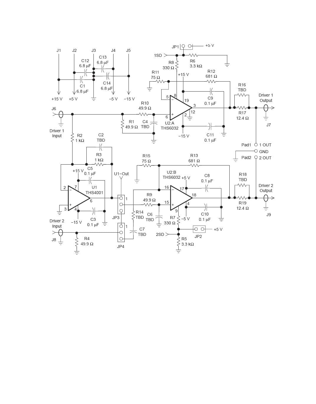 THS6032EVM, Evaluation board for featuring THS6032 low-power ADSL central-office line driver evaluation module is a complete central office side ADSL high-speed driver circuit