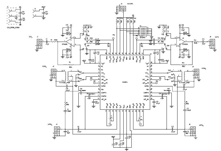 VCA2611EVM, Dual, variable gain amplifier including a low-noise Pre-Amplifier (LNP)