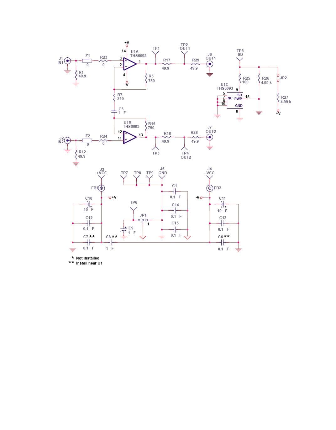 THS6093 evaluation module (EVM) helps designers evaluate the performance of the THS6093 operational amplifier