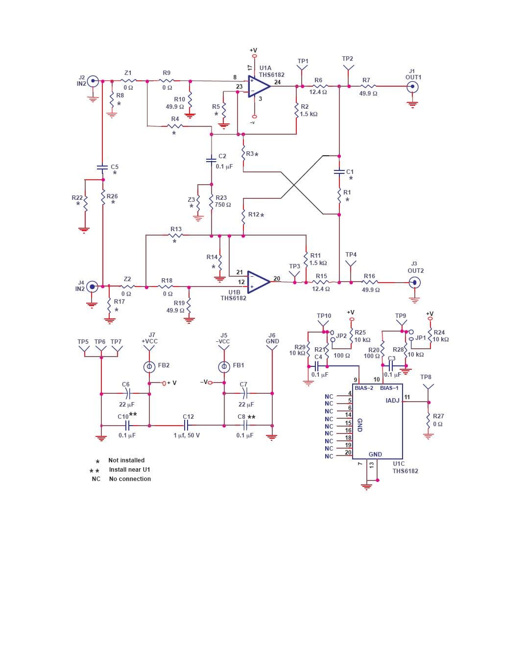 THS6182RHF evaluation module (EVM) helps designers evaluate the performance of the THS6182 operational amplifier