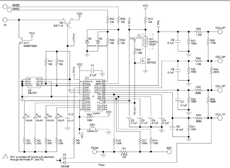 BQ2060EVM-001, Gas Gauge Demonstration Module provides a typical implementation for bq2060 SBS v 1.1 Compliant Gas Gauge IC