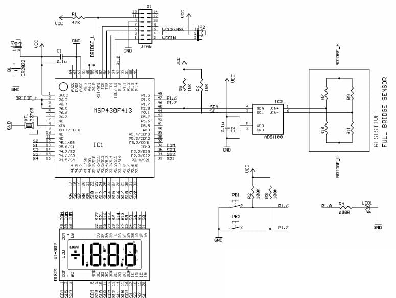 ADS1100, 16-bit sigma-delta differential A/D converter Interface with MSP430F413 microcontroller