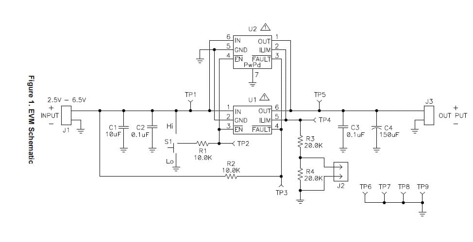 TPS2553DBVEVM-364, Power-Distribution Switch with Adjustable Current-Limit Evaluation Module