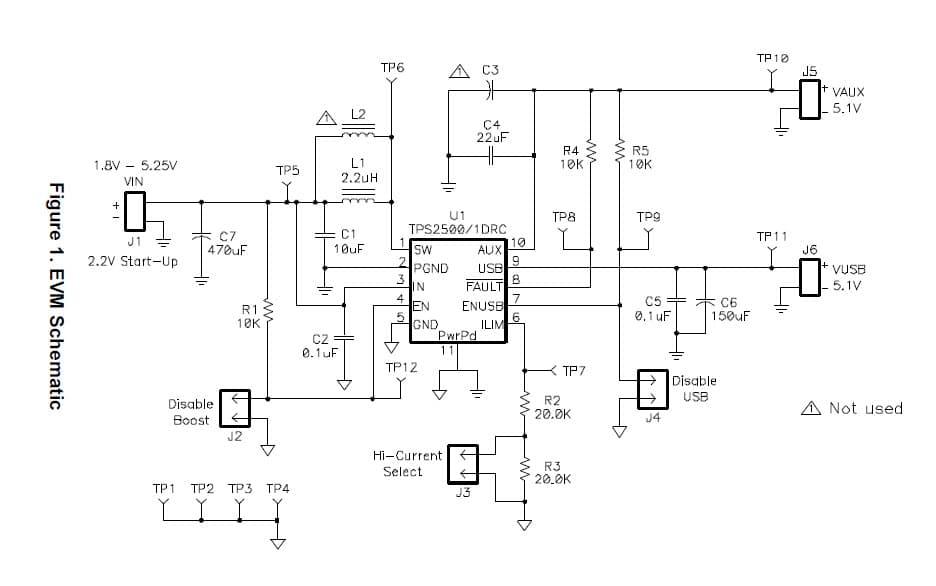 TPS2500EVM-337, Evaluation Module Using TPS2500 Power-Distribution Switch