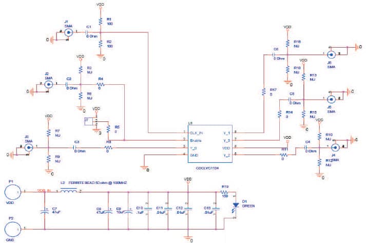 CDCLVC1104EVM, Evaluation Board for the CDCLVC1104 Low-Additive, Phase-Noise LVCMOS Clock Buffer