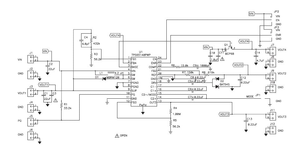 TPS65140EVM-031, Evaluation Kit based on TPS65140 multi-channel power supply for TFT LCD displays