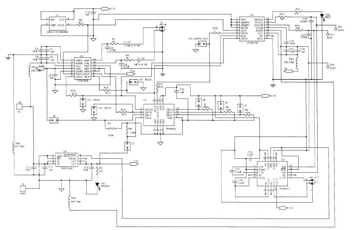 TPA5052EVM, Evaluation Module consists of a Single TPA5052 Audio Delay Device, along with other external components mounted on a printed-circuit board