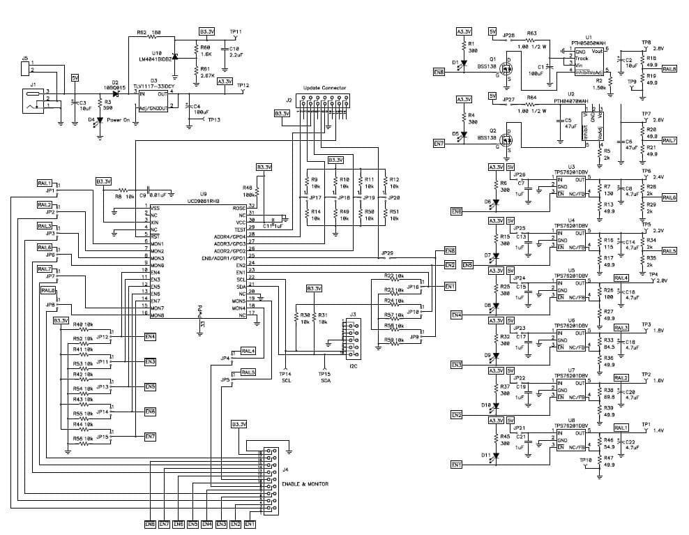 UCD9081EVM, facilitates evaluation of the UCD9081 Power Supply Sequencer and Monitor