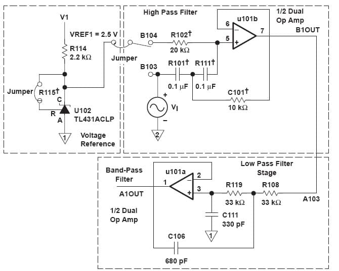 TLV2442, Evaluation Board of a 0.1 to 10KHz, Active Bandpass Filter for Industrial