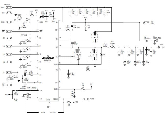 MAX1711EVKIT, Evaluation Kit for MAX1711 0.925 to 2V DC to DC Single Output Power Supply for Notebook