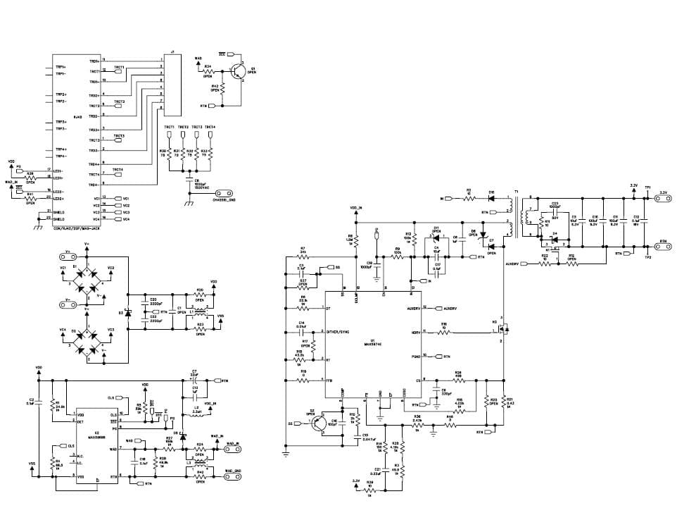 MAX5974EEVKIT#, Evaluation Kit based on MAX5974E Spread-Spectrum, Current-Mode PWM Controller