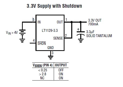 LT1129-3.3, 3.3V Supply with shut-down