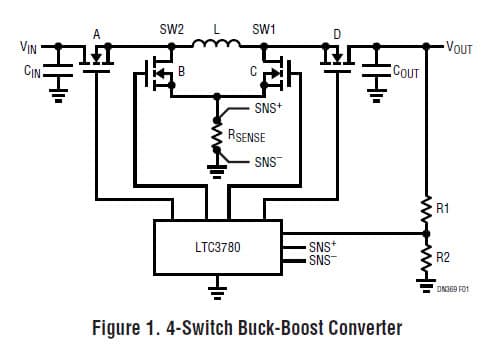 LTC3780, 4-Switch Buck-Boost Converter