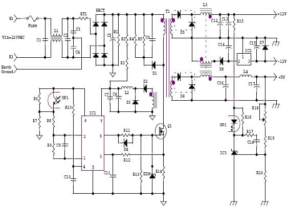 180W, -12V, 5V, 12V AC to DC Multi-Output Power Supply