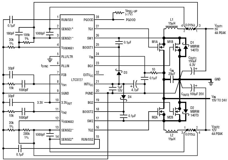 LTC3727, PolyPhase Switching Now Available for High Output Voltage Telecom, Automotive and Industrial Power Supplies