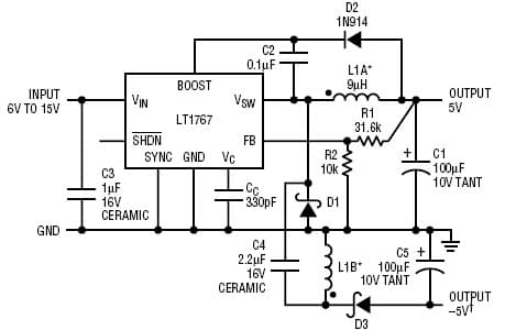 LT1767, Dual-output SEPIC converter