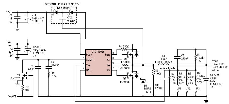 LTC1530S8, 3.3V/3A regulator