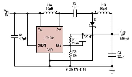 5V to 5V/350mA inverting converter