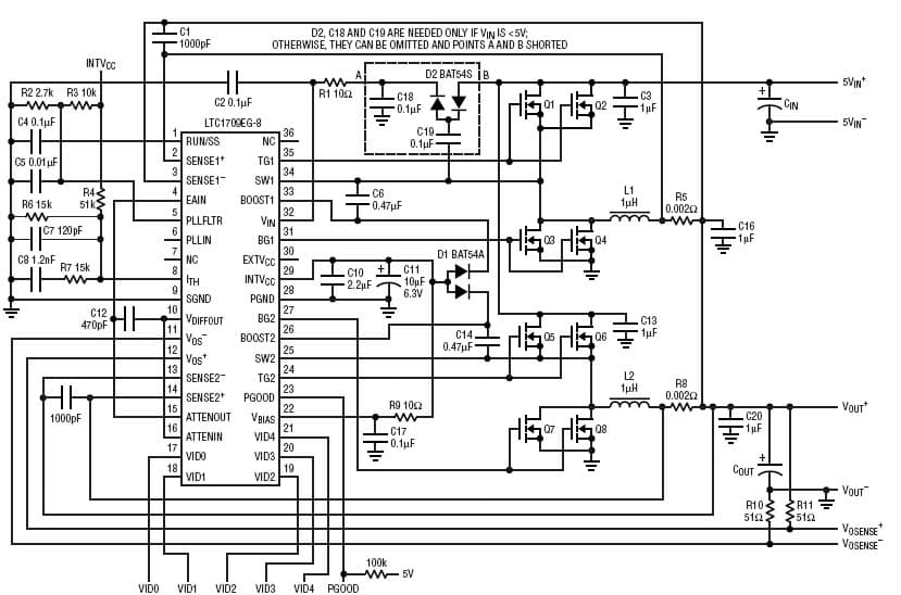 42A power supply using the LTC1709