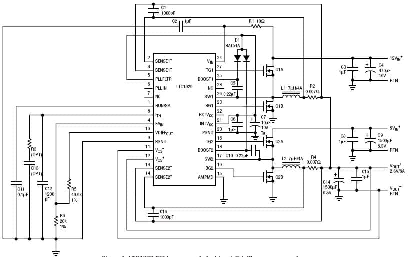 LTC1929, PCI-bus powered, dual-input PolyPhase power supply