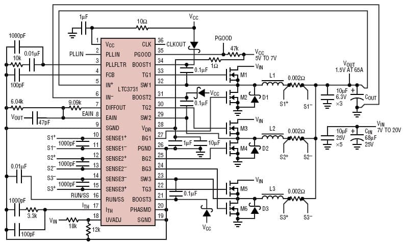 Basic 3-phase block using the LTC3731