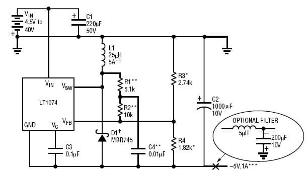 LT1074, Positive-to-Negative Converter