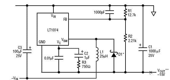 LT1074, Negative Boost Converter