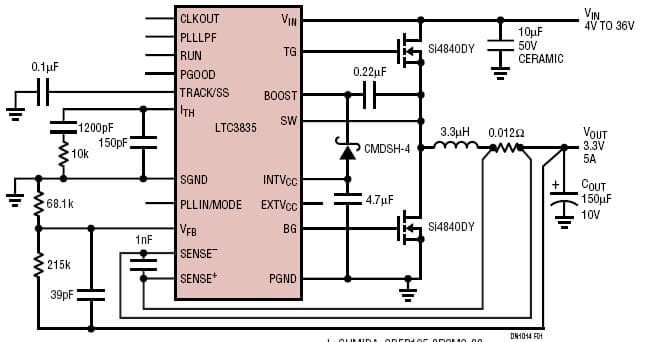 LTC3835, High Efficiency Synchronous Step-Down Converter Consumes only 80A in Standby Mode