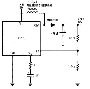 Typical LT1070 flyback regulator