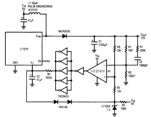 LT1070, Low Quiescent Current Flyback Regulator