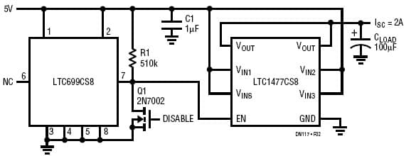 LTC699CS8, Switched 5V Line with Under voltage Lockout and Current Limiting