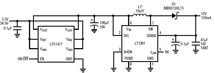 LTC1477, Short-Circuit Protection and 100% shut-down for a Micro-power Boost Regulator