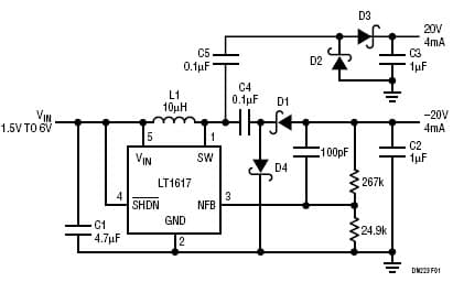 LT1617, 20V Dual Output Converter with Output Disconnect