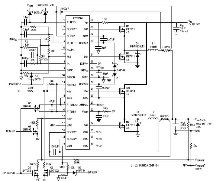 LTC3716, 40A IMVP-III VR Power Supply Design for Intel Mobile Tualatin and Northwood Processors