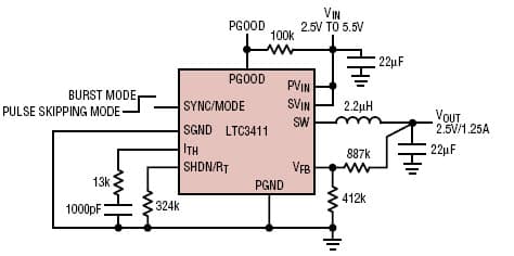 LTC3411, Step-down 2.5V/1.25A regulator