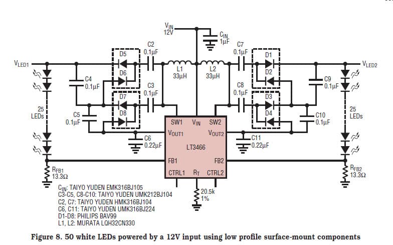 2.4W, 50-LEDs White LED Driver for Automotive Lighting