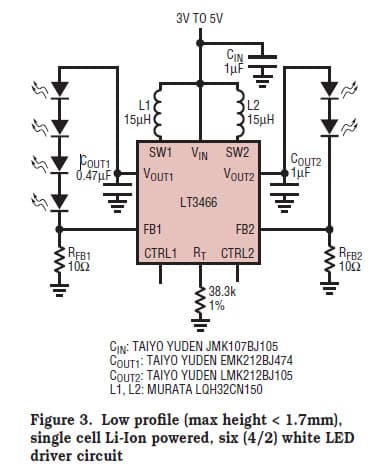 6-LEDs White LED Driver for Cellular Phone