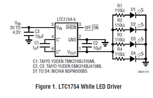 4-LEDs White LED Driver for LCD Backlighting