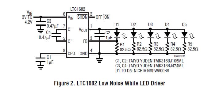 5-LEDs White LED Driver for LCD Backlighting