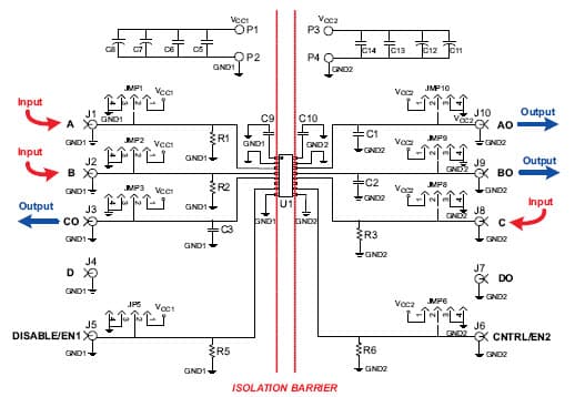 ISO723X724XEVM, Evaluation Module Using the ISO7231x Opposing-Channel Digital Isolator