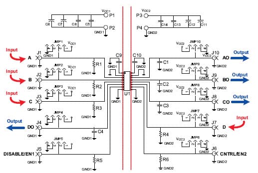 ISO723X724XEVM, Evaluation Module Using the ISO7241x Single Opposing-Channel Digital Isolator