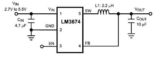 LM3674MF-1.5EV, Evaluation Board for the LM3674, 3.3V DC to DC Single Output Power Supply for Cell Phone/PDA USB Interface