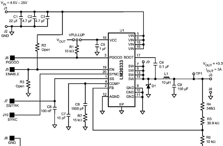 LM20333EVAL/NOPB, Evaluation Board using LM20333 of 3.3V DC to DC Single Output Power Supply for Actel FPGAs - Space