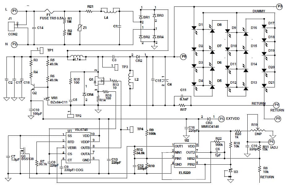 21-LEDs White LED Driver for LED Lighting