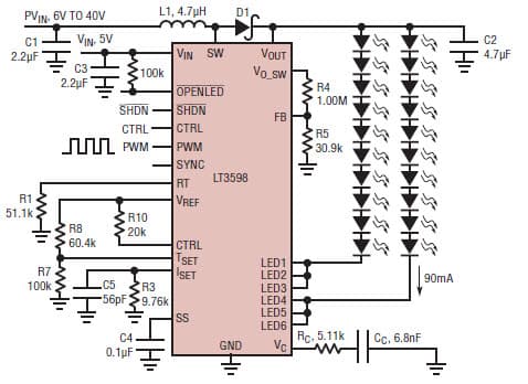 Reduce the Cost and Complexity of Medium LCD LED Backlights with a Single Inductor LED Driver for 20-LEDs