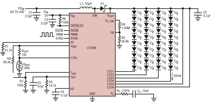 Reduce the Cost and Complexity of Medium LCD LED Backlights with a Single Inductor LED Driver for 40-LEDs