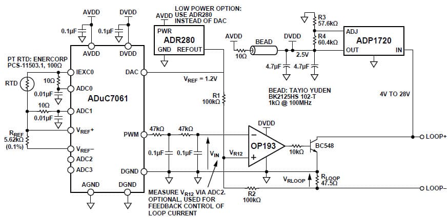 4 to 20mA Loop Powered Temperature Monitor Using the ADuC7060/ADuC7061 Precision Analog Microcontroller