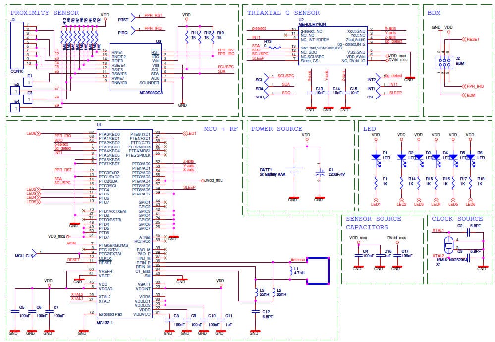 Proximity Sensor-based Remote Control Application Circuit Using MMA7340L